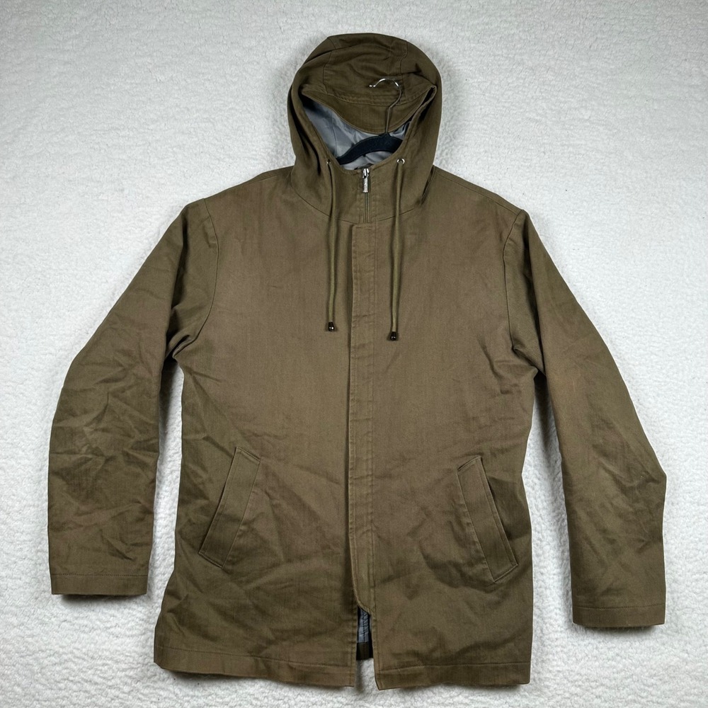 Noak Hooded Parka Jacket Mens M Zip Minimalist Earthy Brown Chore Field Utility